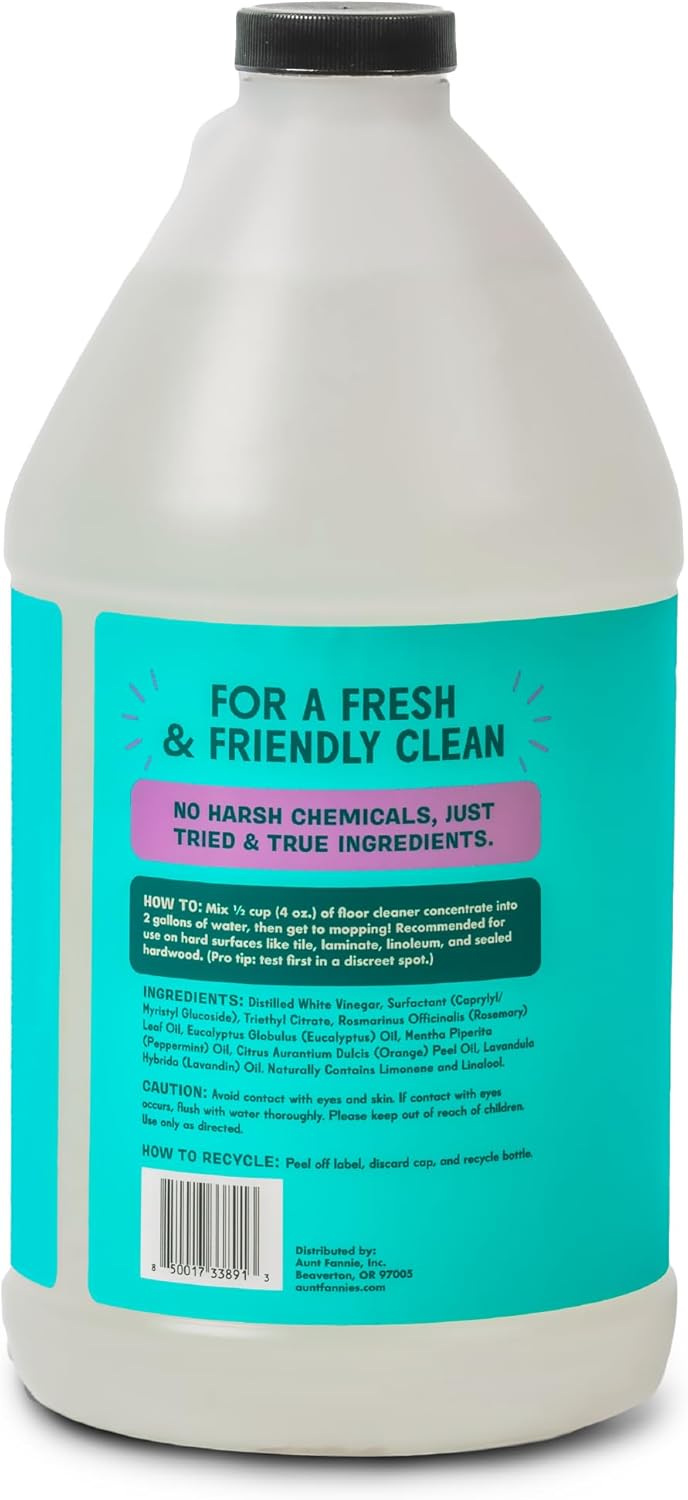 Aunt Fannie's Ultra Concentrated Floor Cleaner Vinegar Wash, Multi-Surface Solution For Mopping, Value Size, Lavender Scent, 64 oz