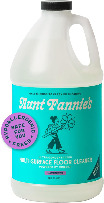 Aunt Fannie's Ultra Concentrated Floor Cleaner Vinegar Wash, Multi-Surface Solution For Mopping, Value Size, Lavender Scent, 64 oz