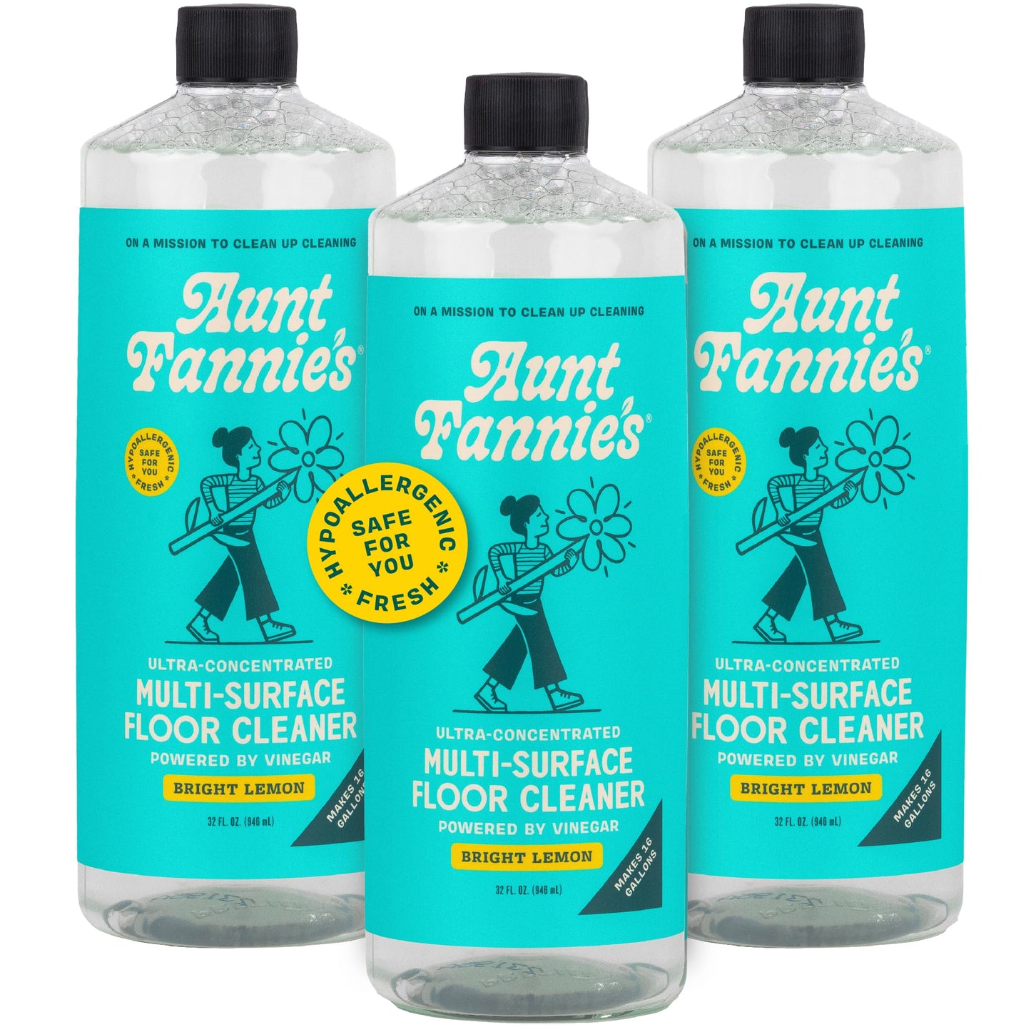 Aunt Fannie's Ultra Concentrated Floor Cleaner Vinegar Wash, Multi-Surface Solution For Mopping, Value Size, Lavender Scent, 64 oz